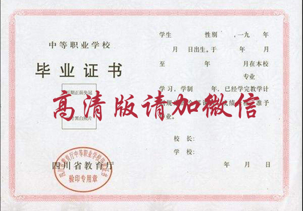 四川省2004年中專畢業證樣本