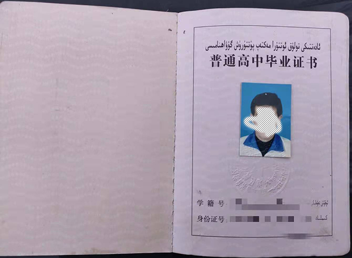新疆2013年高中畢業證樣本